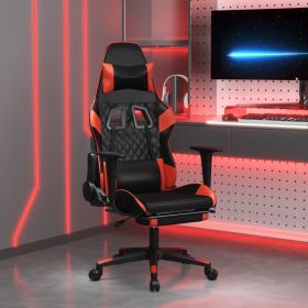 Massage Gaming Chair with Footrest Black&Red Faux Leather
