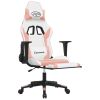 Gaming Chair with Footrest White and Pink Faux Leather