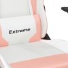 Gaming Chair with Footrest White and Pink Faux Leather