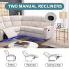 82.6" Home Theater Seating Seats Manual Chairs Recliner with LED Light Strip for Living Room, Beige