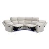 82.6" Home Theater Seating Seats Manual Chairs Recliner with LED Light Strip for Living Room, Beige