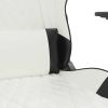 Massage Gaming Chair with Footrest White&Black Faux Leather