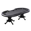 INO Design 94" Oval Round Stud Rivet Decorate Black Cloth Casino Game Poker Table With Stylish Clawfoot Legs