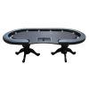 INO Design 94" Oval Round Stud Rivet Decorate Black Cloth Casino Game Poker Table With Stylish Clawfoot Legs