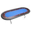 96" Light Series Folding Wooden Racetrack Blue Felt Foldable Poker Table