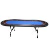 96" Light Series Folding Wooden Racetrack Blue Felt Foldable Poker Table