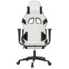 Massage Gaming Chair with Footrest White&Black Faux Leather