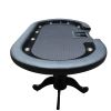 INO Design 94" Oval Round Stud Rivet Decorate Black Cloth Casino Game Poker Table With Stylish Clawfoot Legs