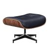 Large Version Walnut Genuine Leather Lounge Chair Club Seat Armchair Ottoman 8 Layer Plywood Frame for Living Room Furniture