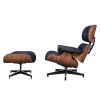 Large Version Walnut Genuine Leather Lounge Chair Club Seat Armchair Ottoman 8 Layer Plywood Frame for Living Room Furniture