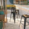 Commercial Grade 30 Inch High Backless Metal Indoor-Outdoor Bar Stool with Square Seat
