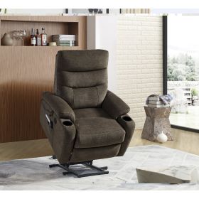 Liyasi Electric Power Lift Recliner Chair Sofa with Massage and Heat for Elderly, 3 Positions, 2 Side Pockets and Cup Holders, USB Ports (Color: as Pic)
