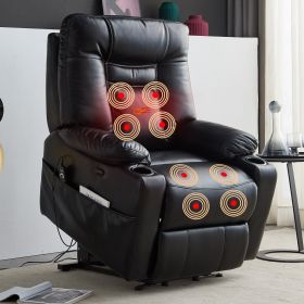 Large size Electric Power Lift Recliner Chair Sofa for Elderly, 8 point vibration Massage and lumber heat, Remote Control (Color: as Pic)