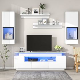 ON-TREND Stylish Functional TV stand, 5 Pieces Floating TV Stand Set (Color: as Pic)