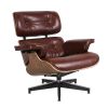 Aniline leather Club Seat armchair 8 layer plywood frame lounge chair with ottoman