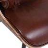 Aniline leather Club Seat armchair 8 layer plywood frame lounge chair with ottoman