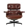 Aniline leather Club Seat armchair 8 layer plywood frame lounge chair with ottoman