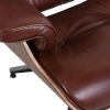 Aniline leather Club Seat armchair 8 layer plywood frame lounge chair with ottoman